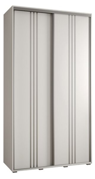 Szafa przesuwna wysoka Davos 6 130, gł. 45 cm biały + biały + srebrny