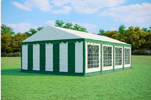 Namiot imprezowy 5x8m PREMIUM PVC trudnopalny - Zielono-biały