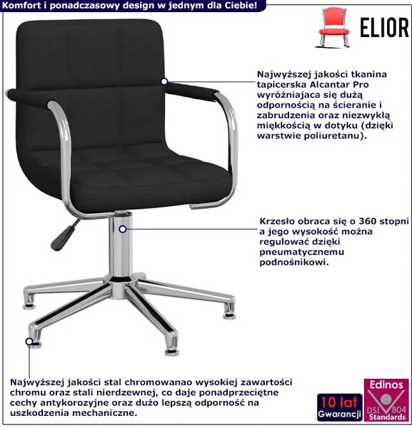 Czarny fotel obrotowy tapicerowany L0-R87