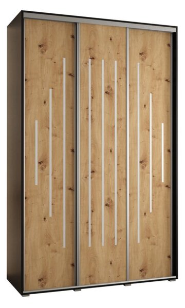 Szafa przesuwna wysoka Davos 12 160, gł. 60 cm czarny + artisan + srebrny