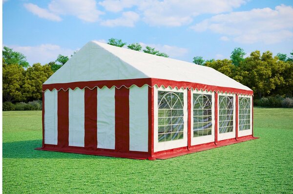Namiot imprezowy 4x8m PREMIUM PVC trudnopalny - Czerwono-biały
