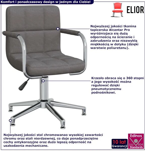 Ciemnoszary fotel obrotowy bez kółek T9-C39