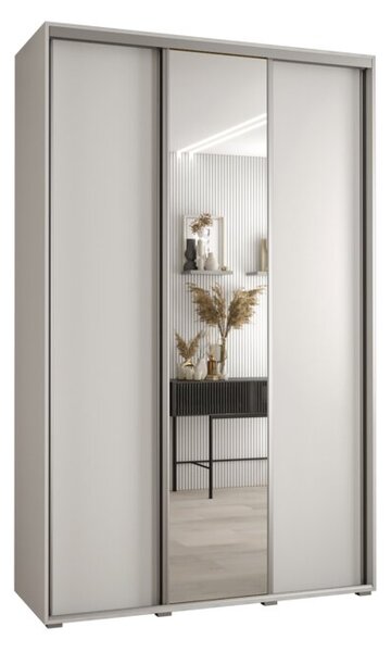 Szafa przesuwna wysoka Davos 3 160, gł. 45 cm biały + biały + srebrny
