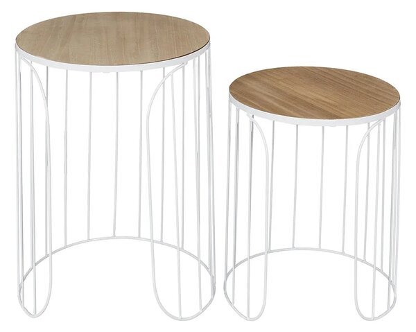 Biały zestaw drucianych stolików - Malermo