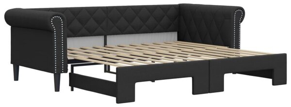 Sofa rozsuwana, czarna, 90x200 cm, sztuczna skóra