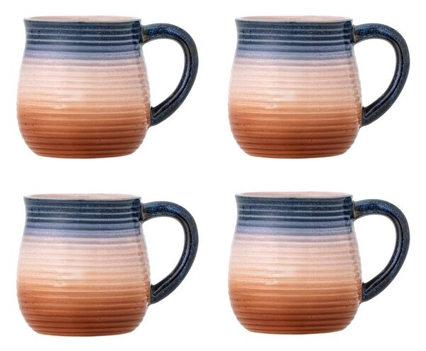 Niebiesko-pomarańczowe kubki ceramiczne zestaw 4 szt. 200 ml Tatum – Bloomingville