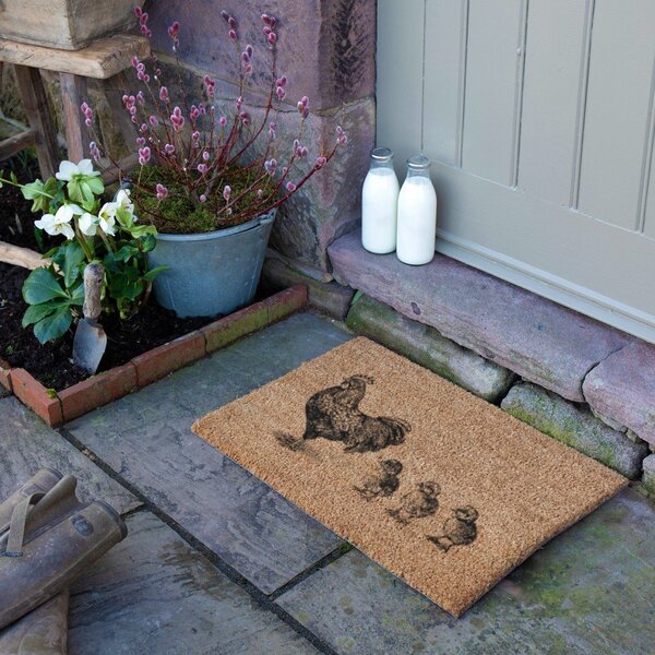 Wycieraczka z włókna kokosowego 40x60 cm Chickens and Chicks – Artsy Doormats