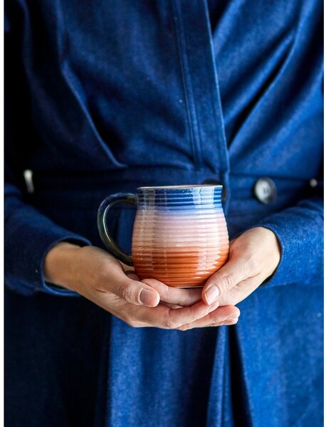 Niebiesko-pomarańczowe kubki ceramiczne zestaw 4 szt. 200 ml Tatum – Bloomingville