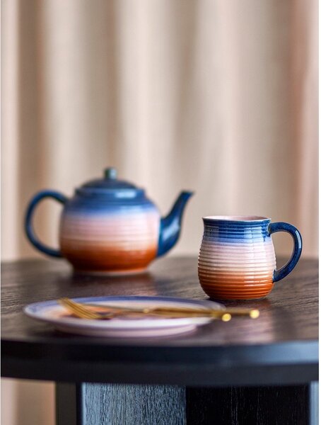 Niebiesko-pomarańczowe kubki ceramiczne zestaw 4 szt. 200 ml Tatum – Bloomingville