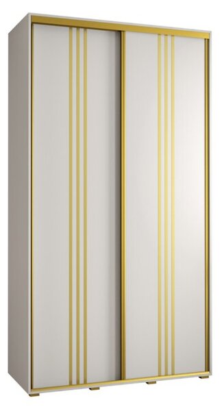 Szafa przesuwna wysoka Davos 6 140, gł. 60 cm biały + biały + złoty