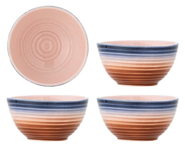 Niebiesko-pomarańczowe ceramiczne miski na zupę zestaw 4 szt. 350 ml Tatum – Bloomingville