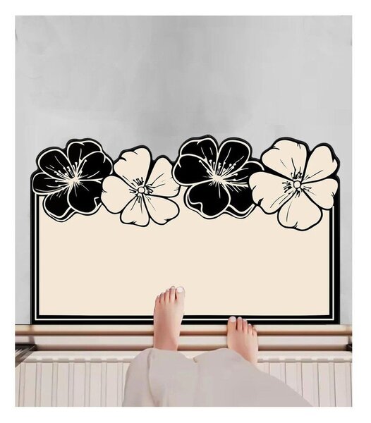 Czarno-kremowy dywanik łazienkowy 60x100 cm Morpho – Foutastic