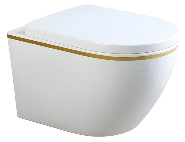 Miska WC HYDROSAN MIZU-WH-GL-TR-02 Owalny Biały / Złoty pasek