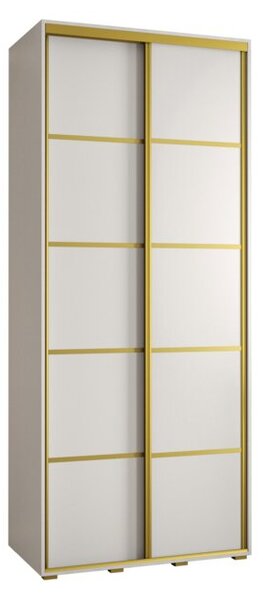 Szafa przesuwna wysoka Davos 4 110, gł. 45 cm biały + biały + złoty