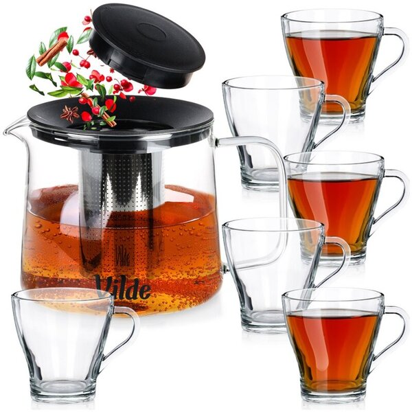 Szklanki do kawy i herbaty z dzbanek z zaparzaczem 250 ML / 1,5 l, 7 el