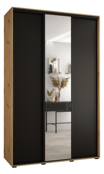 Szafa przesuwna wysoka Davos 3 150, gł. 60 cm artisan + czarny + czarny