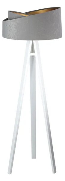 Szaro-biała asymetryczna lampa stojąca trójnóg - S025-Kensa