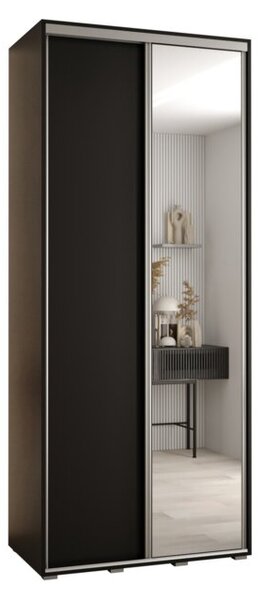 Szafa przesuwna wysoka Davos 3 120, gł. 45 cm czarny + czarny + srebrny