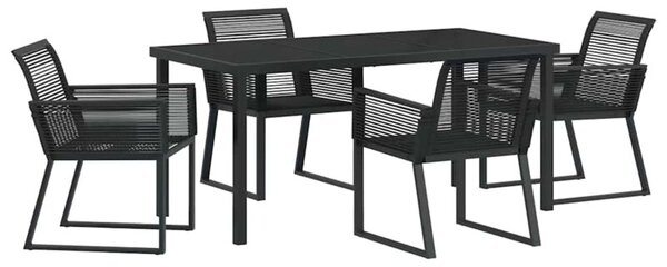 Zestaw Mebli Ogrodowych Komplet Jadalniany 5-Częściowy Czarny Metal Na Taras Balkon Ogród