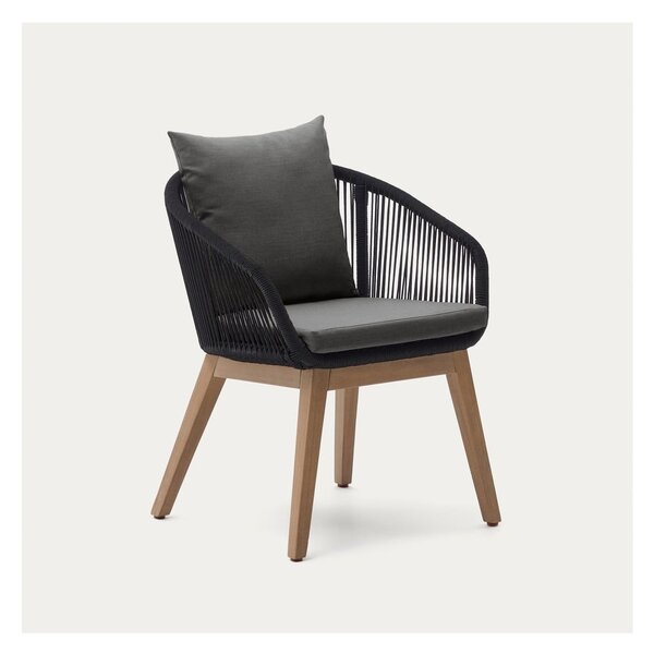 Czarny drewniany fotel ogrodowy Portalo – Kave Home
