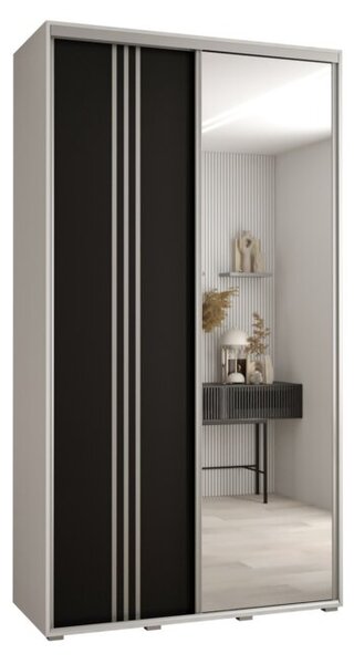 Szafa przesuwna wysoka Davos 7 130, gł. 45 cm biały + czarny + srebrny