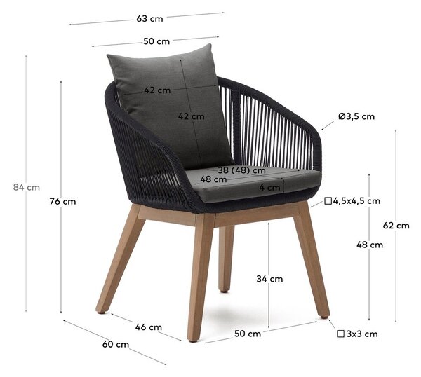 Czarny drewniany fotel ogrodowy Portalo – Kave Home