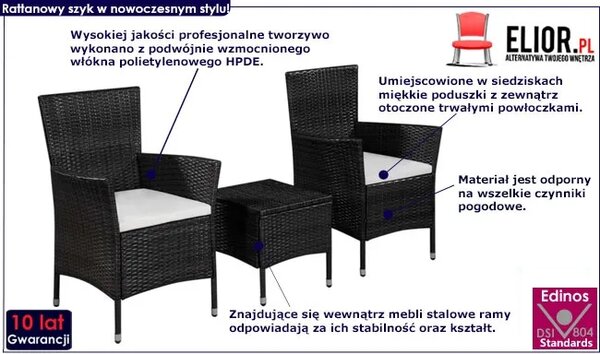 Czarny 3-częściowy zestaw mebli ogrodowych bistro – Renne