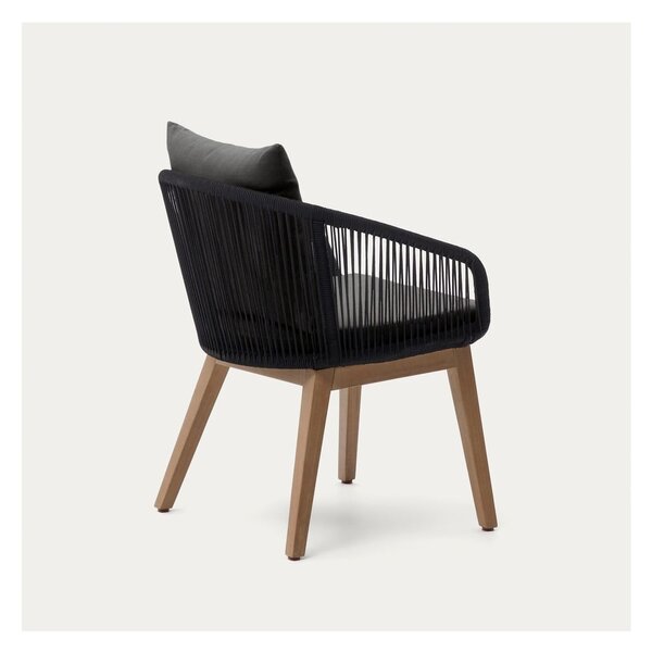 Czarny drewniany fotel ogrodowy Portalo – Kave Home