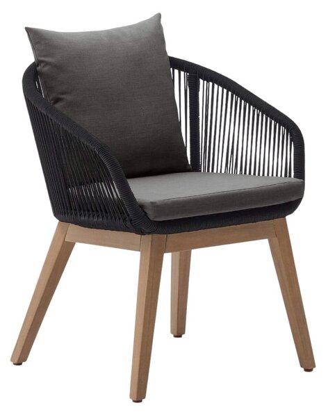 Czarny drewniany fotel ogrodowy Portalo – Kave Home