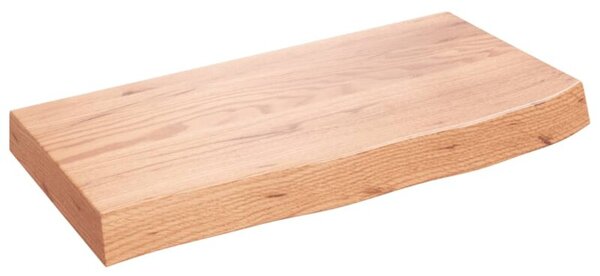 Półka, brązowa, 60x30x(2-6) cm, lakierowane lite drewno dębowe