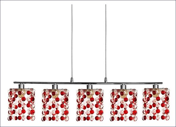 Czerwona kryształowa lampa wisząca - D214 R2-N15