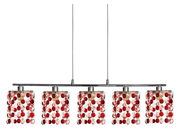 Czerwona kryształowa lampa wisząca - D214 R2-N15