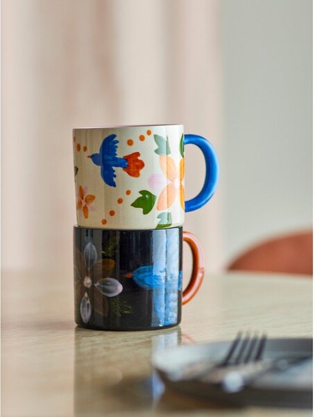 Czarno-beżowe kubki ceramiczne zestaw 2 szt. 300 ml Maricala – Bloomingville