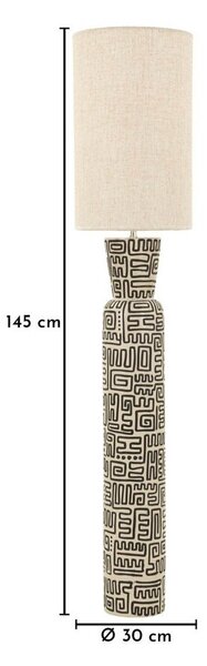 Czarno-kremowa lampa stojąca z tekstylnym kloszem (wysokość 145 cm) Nairobi – Mauro Ferretti