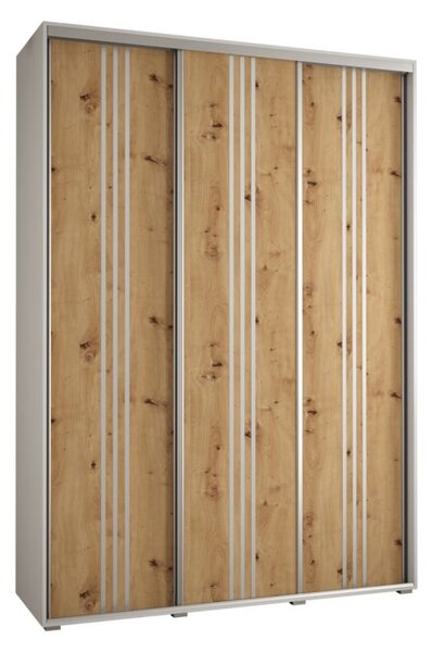 Szafa przesuwna wysoka Davos 6 170, gł. 60 cm biały + artisan + srebrny