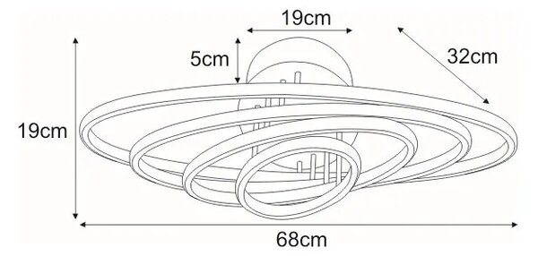 Biało-czarna lampa sufitowa LED pierścienie - S032 H0-F16