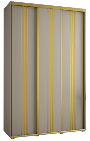 Szafa przesuwna wysoka Dakota 6 160, gł. 60 cm kaszmir + kaszmir + złoty