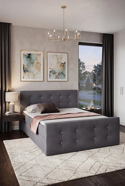 Ciemnoszare łóżko w stylu glamour 5 rozmiarów F9-C57
