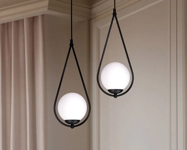 Podwójna czarna lampa wisząca nad stół S6-D86