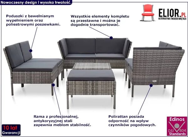 Zestaw szarych mebli ogrodowych B1-W91