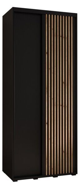 Szafa przesuwna wysoka Lanko 1 100, gł. 45 cm czarny + czarny + artisan