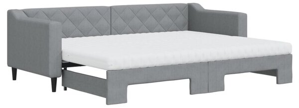 Sofa rozsuwana z materacami, jasnoszara, 80x200 cm, tkanina