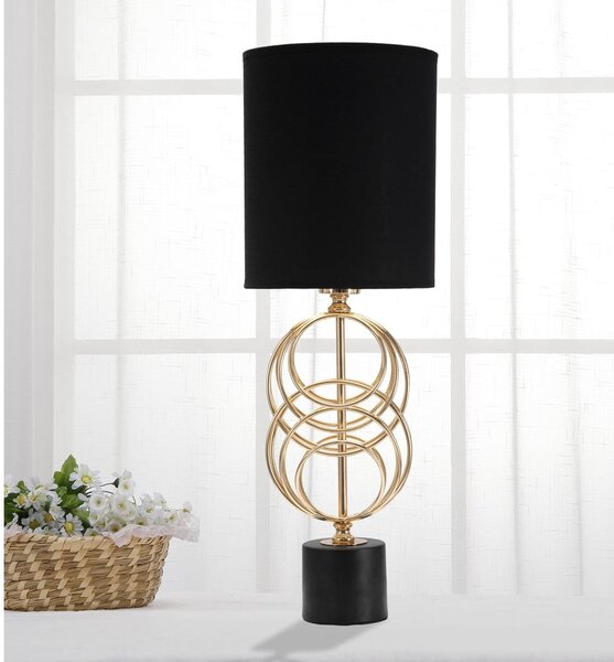 Lampa stołowa w czarno-złotym kolorze z tekstylnym kloszem (wys. 58,5 cm) Circly – Mauro Ferretti