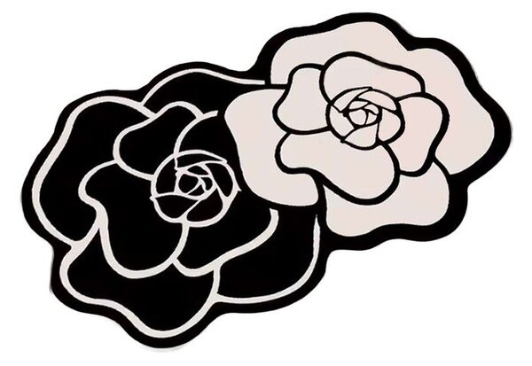 Czarno-biały dywanik łazienkowy 60x100 cm Bungari Rose – Foutastic