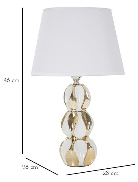 Ceramiczna lampa stołowa w biało-złotym kolorze z tekstylnym kloszem (wysokość 46 cm) Glam Balls – Mauro Ferretti