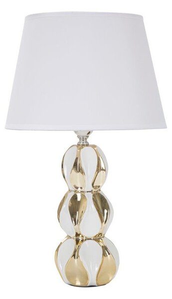 Ceramiczna lampa stołowa w biało-złotym kolorze z tekstylnym kloszem (wysokość 46 cm) Glam Balls – Mauro Ferretti