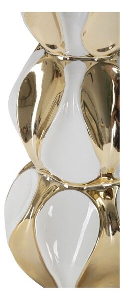 Ceramiczna lampa stołowa w biało-złotym kolorze z tekstylnym kloszem (wysokość 46 cm) Glam Balls – Mauro Ferretti