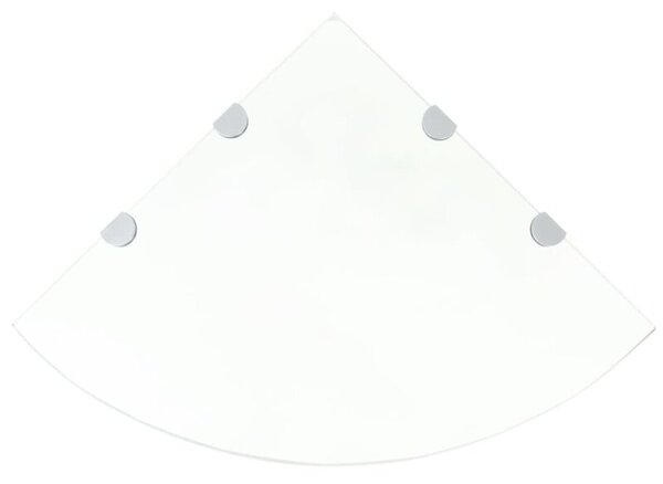 Półki narożne, 2 szt., chromowane wsporniki, szkło, 45x45 cm