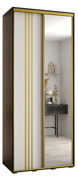 Szafa przesuwna wysoka Davos 7 110, gł. 45 cm czarny + biały + złoty
