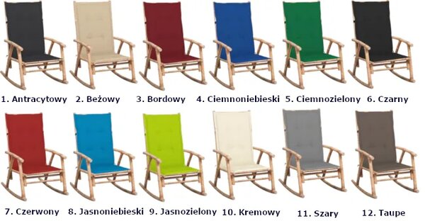 Bambusowy bujany fotel z ciemnoniebieską poduszką W6-P43